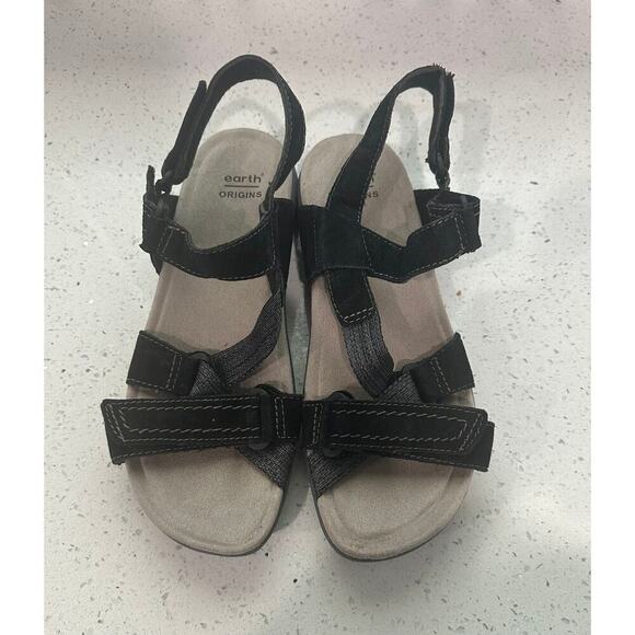 Earth Origins Shoes - Earth Origins Savoy Slade Sandals Womens Size 9.5M Black Suede Slingback Flats